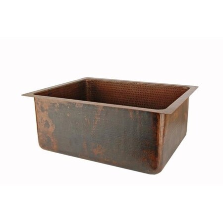 Premier Copper Products Premier Copper Products BREC20DB 20 in. Hammered Copper Kitchen - Bar - Prep Single Basin Sink BREC20DB